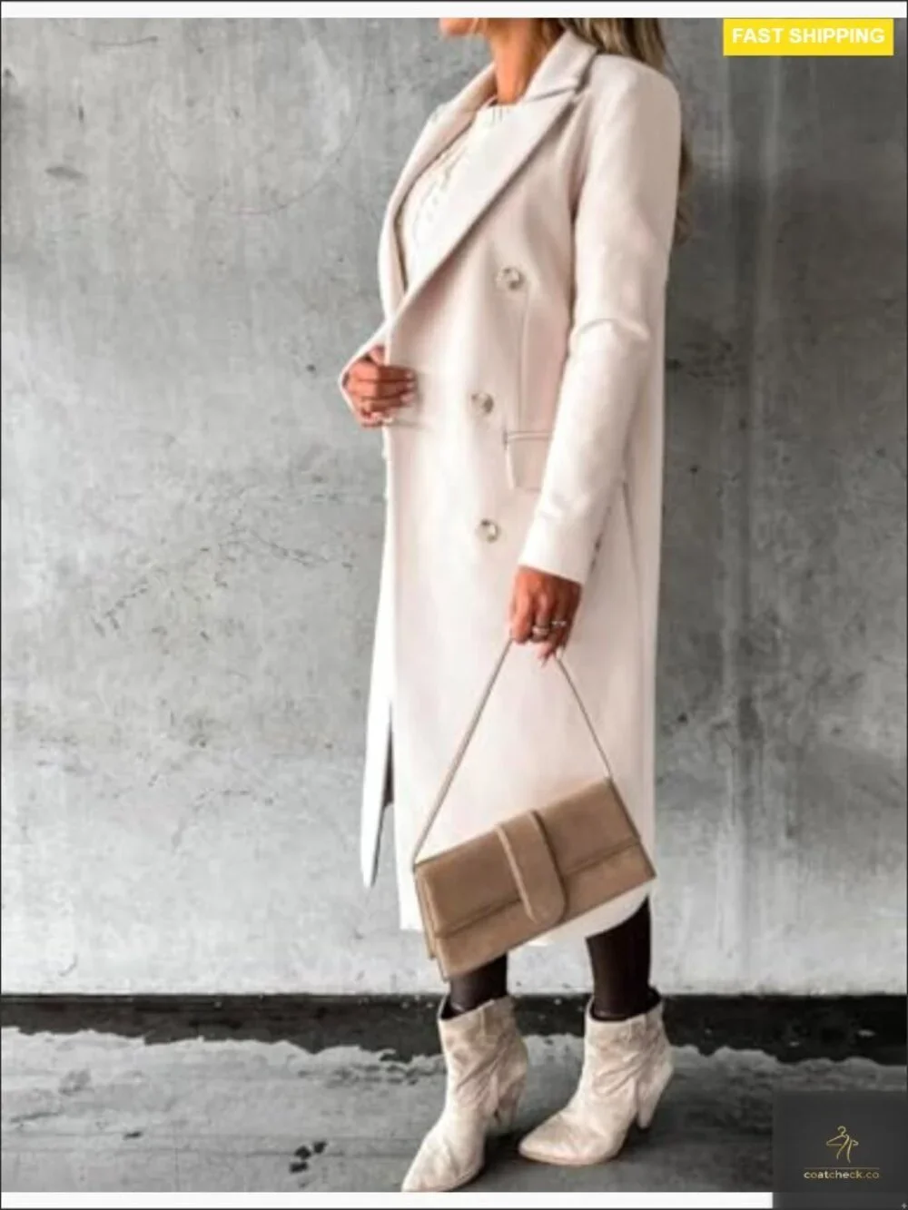 Long Wool Pea Coat Double Breasted Trench Vintage Classic Fall Winter Overcoat